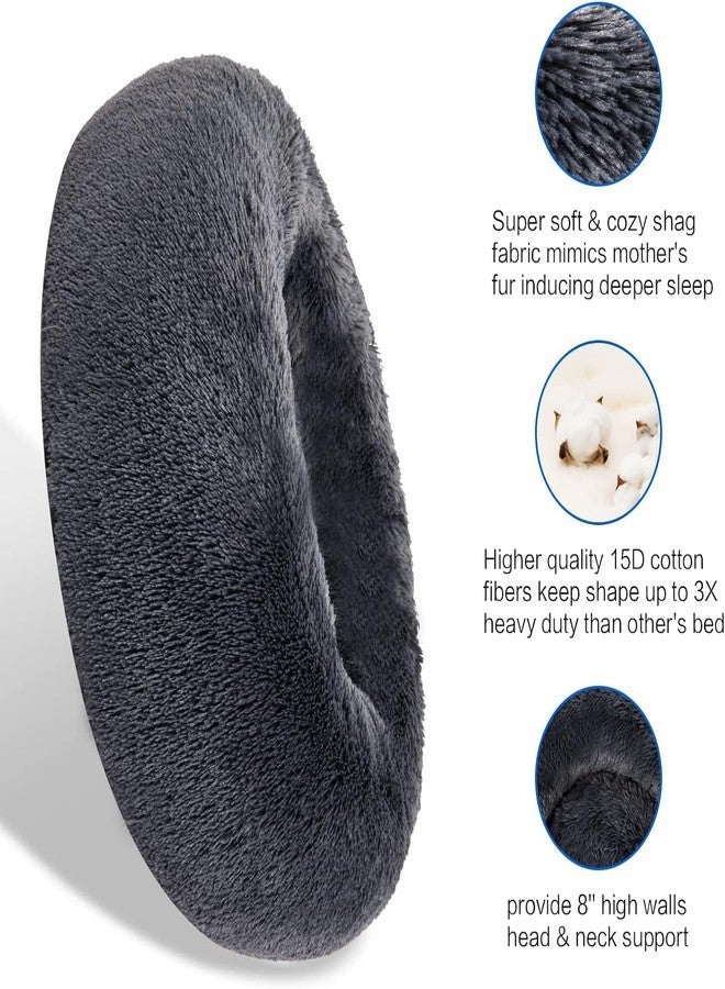 PAWSOME Plush Calming Dog Beds, Donut Dog Bed for Small Dogs, Medium, Large & X-Large, Comfy Cuddler Dog Bed and Cat Bed in Faux Fur (Black, XXL) - Image 2